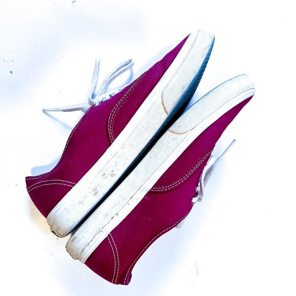 Authentic Vans Burgundy & White Lace-Up Shoes Men's 8.5 Women's 10 - Picture 11 of 12